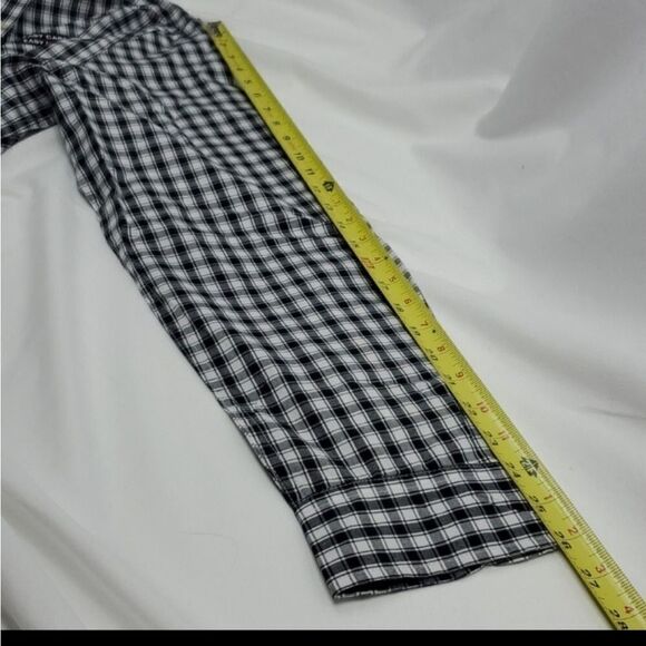 NEW L RALPH LAUREN CHAPS BLACK WHITE CHECK PLAID SLIM TRIM FIT SHIRT LARGE - Picture 5 of 13